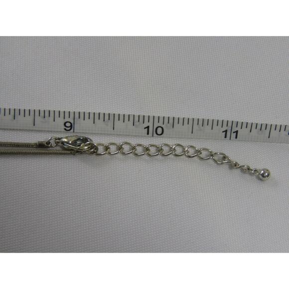 K C Blue Silver Tone Heart Necklace 9" Glass Boho VTG Retro Cottagecore - Picture 5 of 5